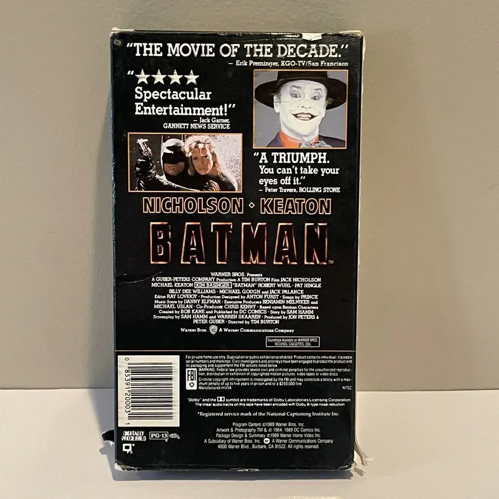 Batman VHS‎ 1989 Michael Keaton Jack Nicholson
